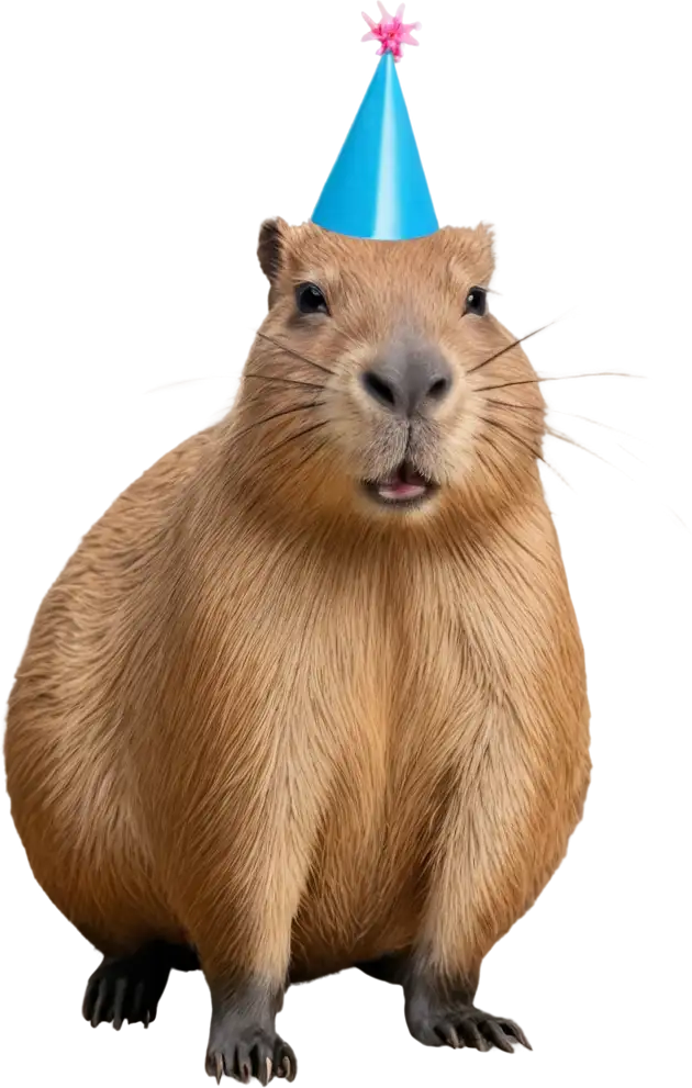 A capybara standing on a transparent background